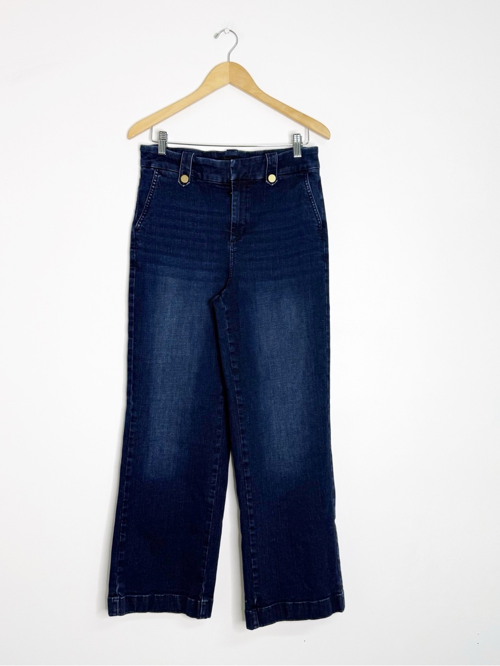 Talbots Wide Leg Jeans Size 10 Dark Wash Stretch Denim Pants